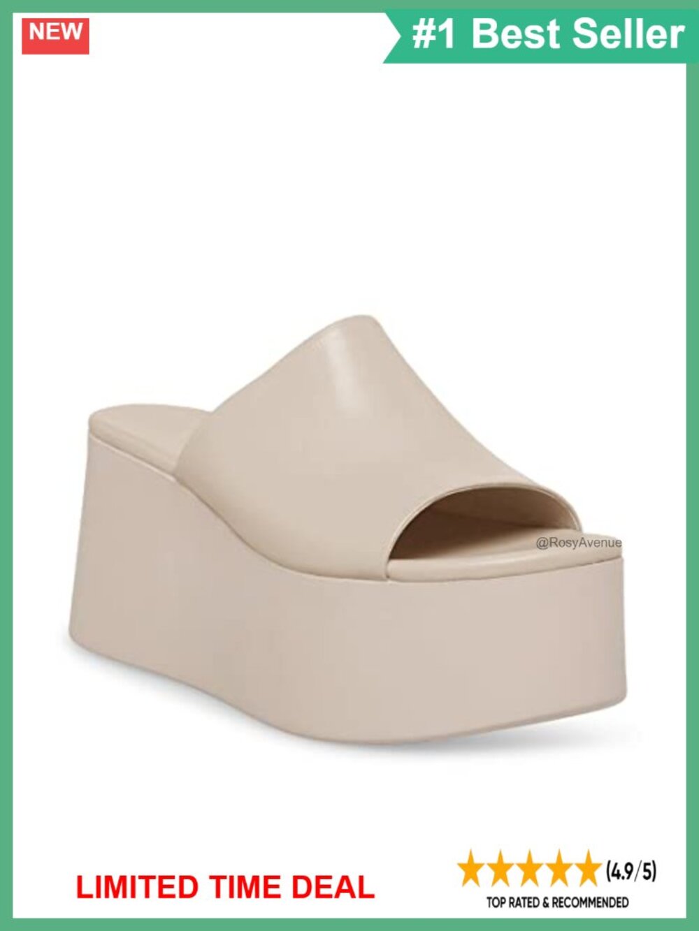 Womens Platform Wedge Sandals Peep Toe Slip On Slides